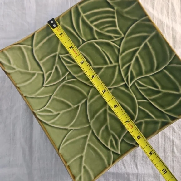Green Leaves Square Serving Platter Entry Dish × Tea Leaves Collection 11" - Picture 4 of 5